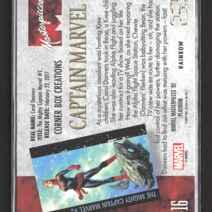 2024 Marvel Masterpieces '92 Platinum Corner Box Creations #CB-16 Captain Marvel