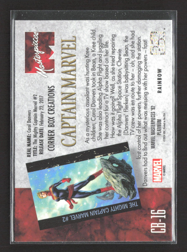2024 Marvel Masterpieces '92 Platinum Corner Box Creations #CB-16 Captain Marvel