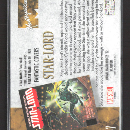 1992 Marvel Masterpieces Platinum Fantastic Covers #FC-7 Star Lord