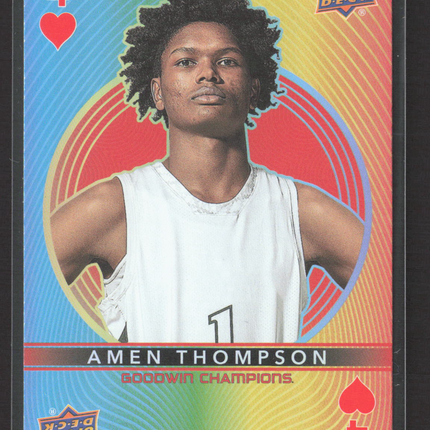 2022 Upper Deck Goodwin Champions Amen Thompson #4 of Hearts Playing Cards