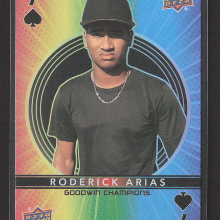 2022 Upper Deck Goodwin Champions Roderick Arias #7 Playing Cards Rainbow Foil