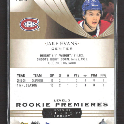2020 Upper Deck Trilogy Rookie Premieres Jake Evans #129 Level 3 209/299
