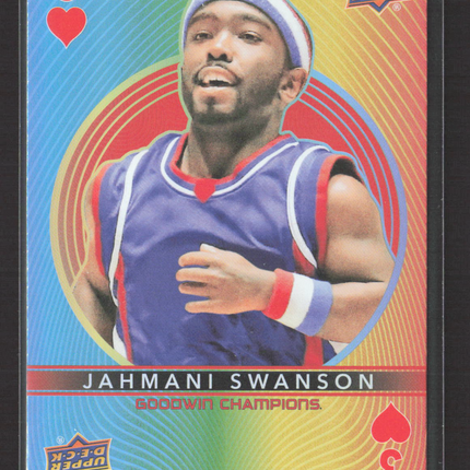 2022 UD Goodwin Champions Jahmani Swanson 3 of Hearts Playing Card Design