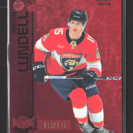 2024 SkyBox Metal Universe Precious Metal Gems Anton Lundell #087 Red 006/100