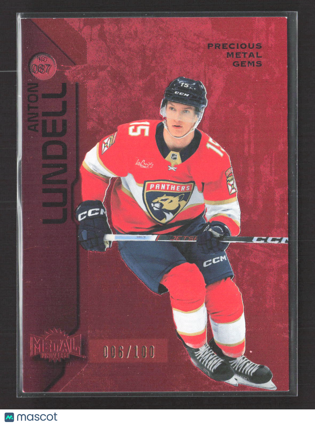2024 SkyBox Metal Universe Precious Metal Gems Anton Lundell #087 Red 006/100