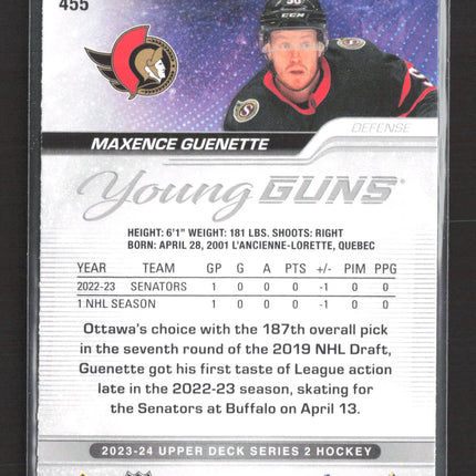 2024 Upper Deck Series 2 Young Guns Maxence Guenette #455