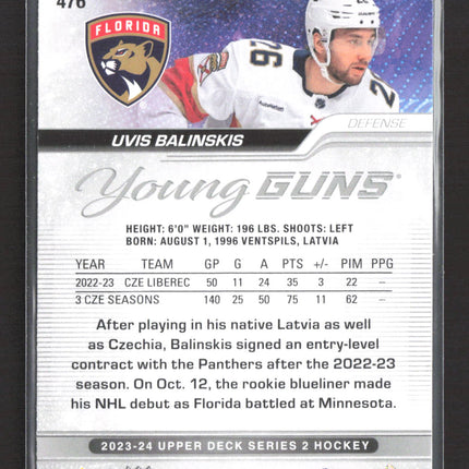 2023 Upper Deck Series 2 Hockey Young Guns Uvis Balinskis #476