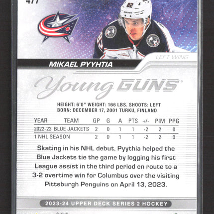 2024 Upper Deck Series 2 Young Guns Mikael Pyyhtia #477