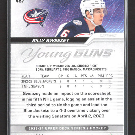 2024 Upper Deck Series 2 Hockey Young Guns Billy Sweezey #487