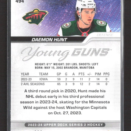 2024 Upper Deck Series 2 Hockey Young Guns Daemon Hunt #494
