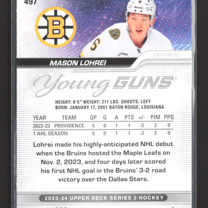 2023 Upper Deck Series 2 Young Guns Mason Lohrei #497