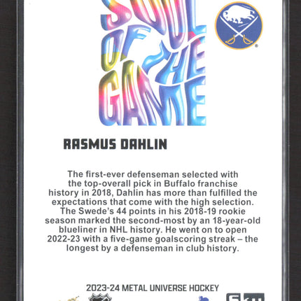 2023 SkyBox Metal Universe Soul of the Game Rasmus Dahlin #25 of 35