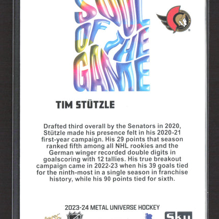 2024 SkyBox Metal Universe Soul of the Game Tim Stutzle #9 of 35