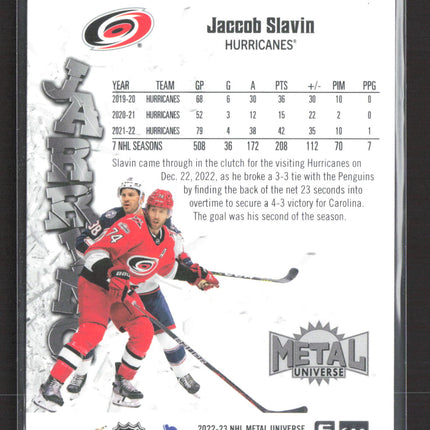 2023 SkyBox Metal Universe Jarring Jaccob Slavin #JR-9