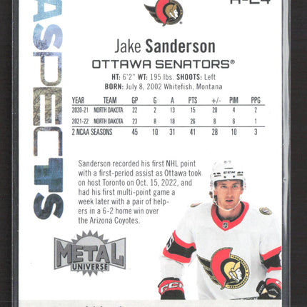 2023 SkyBox Metal Universe Aspects Jake Sanderson #A-24