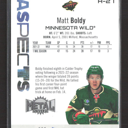 2023 SkyBox Metal Universe Aspects Matt Boldy #A-27