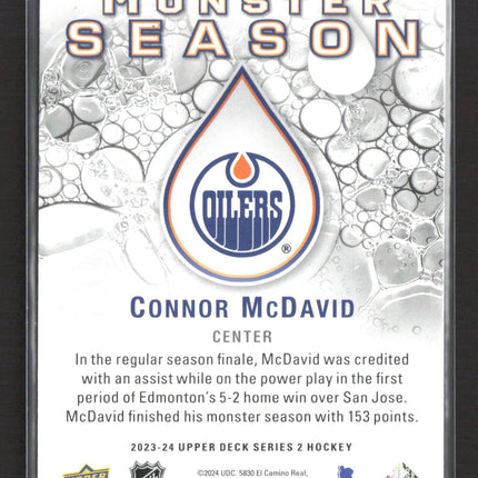 2024 Upper Deck Series 2 Monster Season Connor McDavid #MS-82