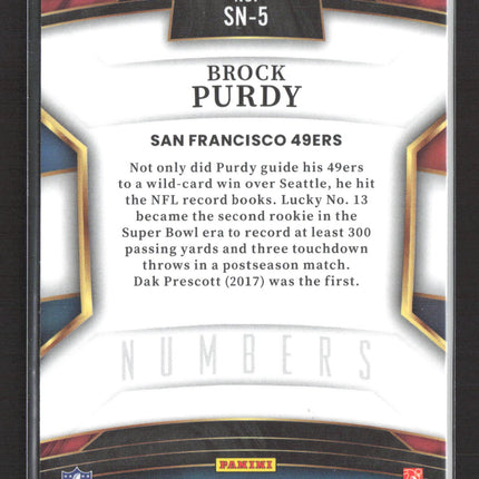 2023 Panini Select Select Numbers Brock Purdy #SN-5 RC