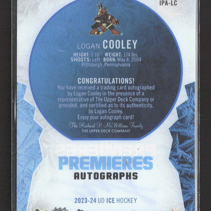 2024 Upper Deck Ice Ice Premieres Autographs Logan Cooley #IPA-LC Auto /199