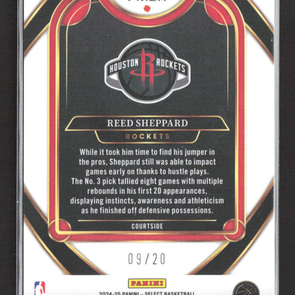 2025 Panini Select Prizm Courtside Reed Sheppard #299 Pink Yellow RC 09/20