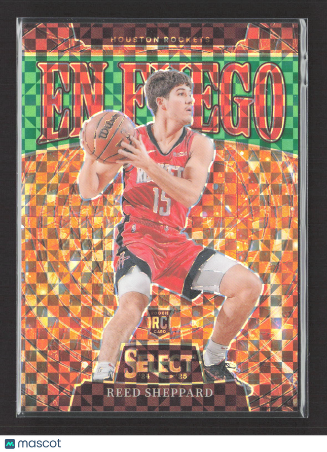 2025 Panini Select En Fuego Prizm Reed Sheppard #2 Checkerboard RC Green /5