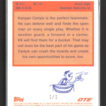 2023 Topps Chrome OTE Dreamerz Kanaan Carlyle #TB72-22 1/1 Superfractor RC