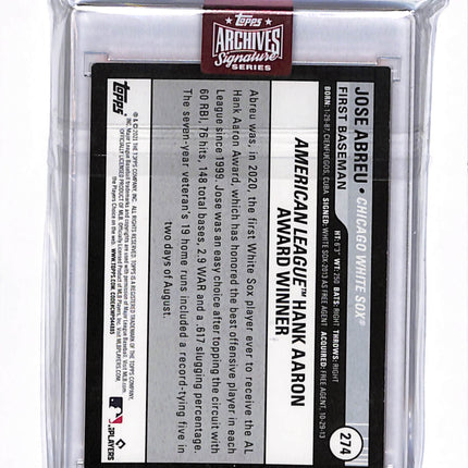 2023 Topps Archives Signature Series Jose Abreu #274 1/1 auto