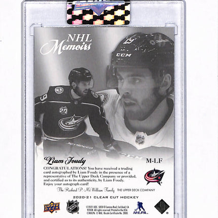 2020 Upper Deck Clear Cut NHL Memoirs Liam Foudy #M-LF Auto