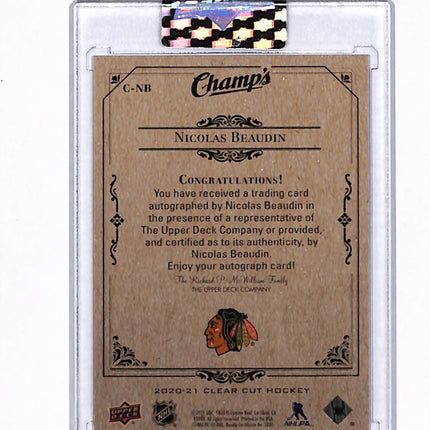 2020 Upper Deck Clear Cut Champ's Nicolas Beaudin #C-NB Auto