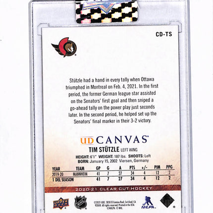 2020 Upper Deck Canvas Tim Stutzle #CD-TS Clear Cut Debut