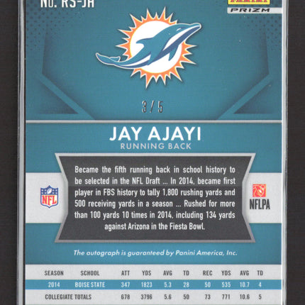 2015 Panini Prizm Jay Ajayi #RS-JA Gold Vinyl Rc Auto /5 RC