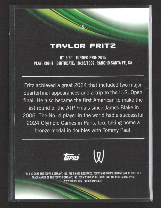 2025 Topps Chrome Taylor Fritz #5 Pink Refractor 42/65