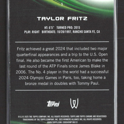 2025 Topps Chrome Taylor Fritz #5 Prism