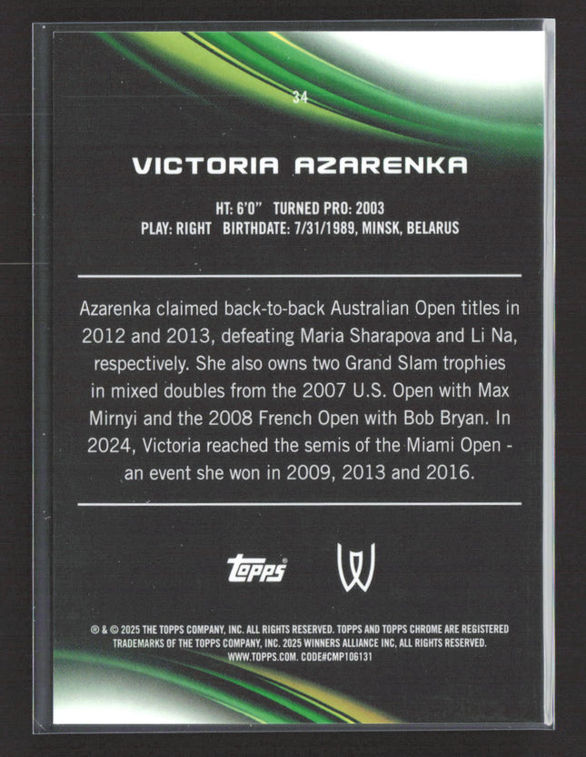 2025 Topps Chrome Tennis Victoria Azarenka #34 Gold Refractor 19/50