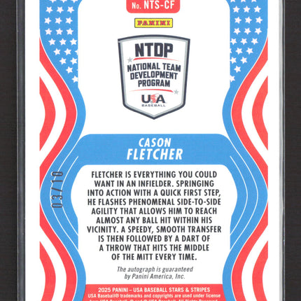 2025 Panini USA Baseball Stars & Stripes Cason Fletcher #NTS-CF 03/10 Auto