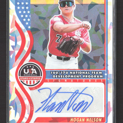2025 Panini USA Baseball Stars & Stripes Hogan Nelson #NTS-HN Mosaic 16/25 auto