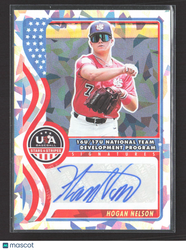 2025 Panini USA Baseball Stars & Stripes Hogan Nelson #NTS-HN Mosaic 16/25 auto
