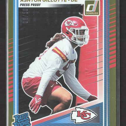 2025 Panini Donruss Football Ashton Gillotte #353 Press Proof Gold 08/50