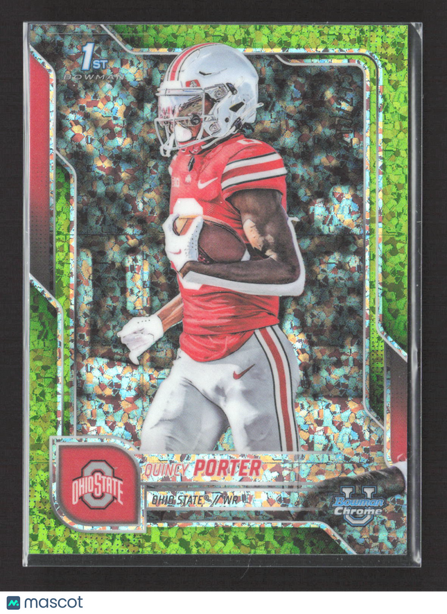 2025 Topps Bowman Chrome University Quincy Porter #95 Green Shimmer Refractor
