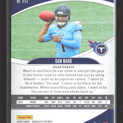 2025 Panini Absolute Football Cam Ward #111 RC
