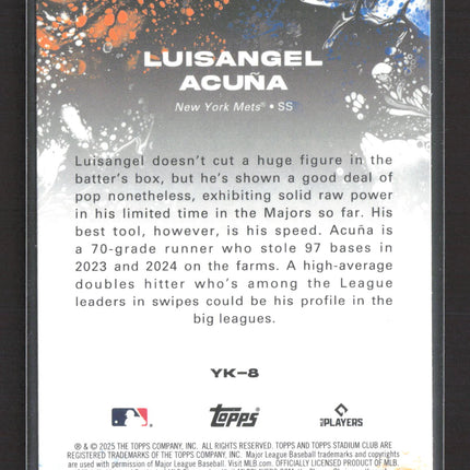 2025 Topps Stadium Club Yours For The Taking Luisangel Acuña #YK-8 RC