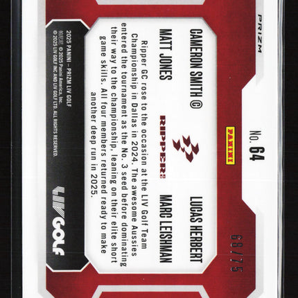 2025 Panini Prizm LIV Golf Herbert Leishman Smith Jones #64 Orange 68/75