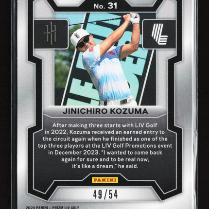 2024 Panini Prizm LIV Golf Jinichiro Kozuma #31 Green RC 49/54