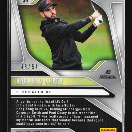 2025 Panini Prizm LIV Golf Abraham Ancer #54 48/54