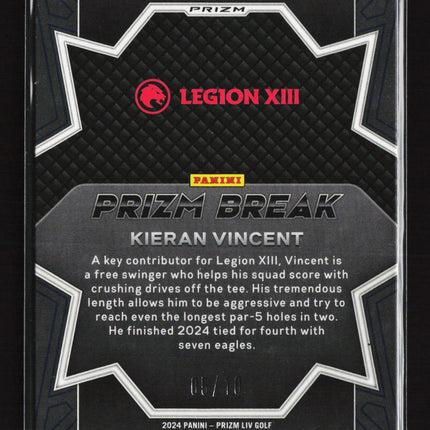 2024 Panini Prizm LIV Golf Prizm Break Kieran Vincent #9 Gold 05/10