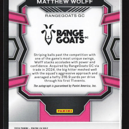 2024 Panini Prizm LIV Golf Matthew Wolff #SIG-MWO Auto