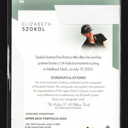 2024 Upper Deck Portfolio Golf Elizabeth Szokol #74 Auto
