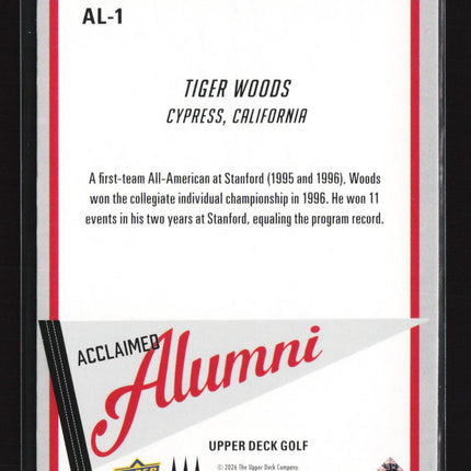 2026 Upper Deck Golf Acclaimed Alumni Tiger Woods #AL-1