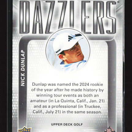 2026 Upper Deck Golf Dazzlers Nick Dunlap #DZ-2 Pink