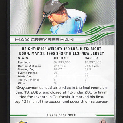 2026 Upper Deck Golf UD Exclusives Max Greyserman #29 068/100
